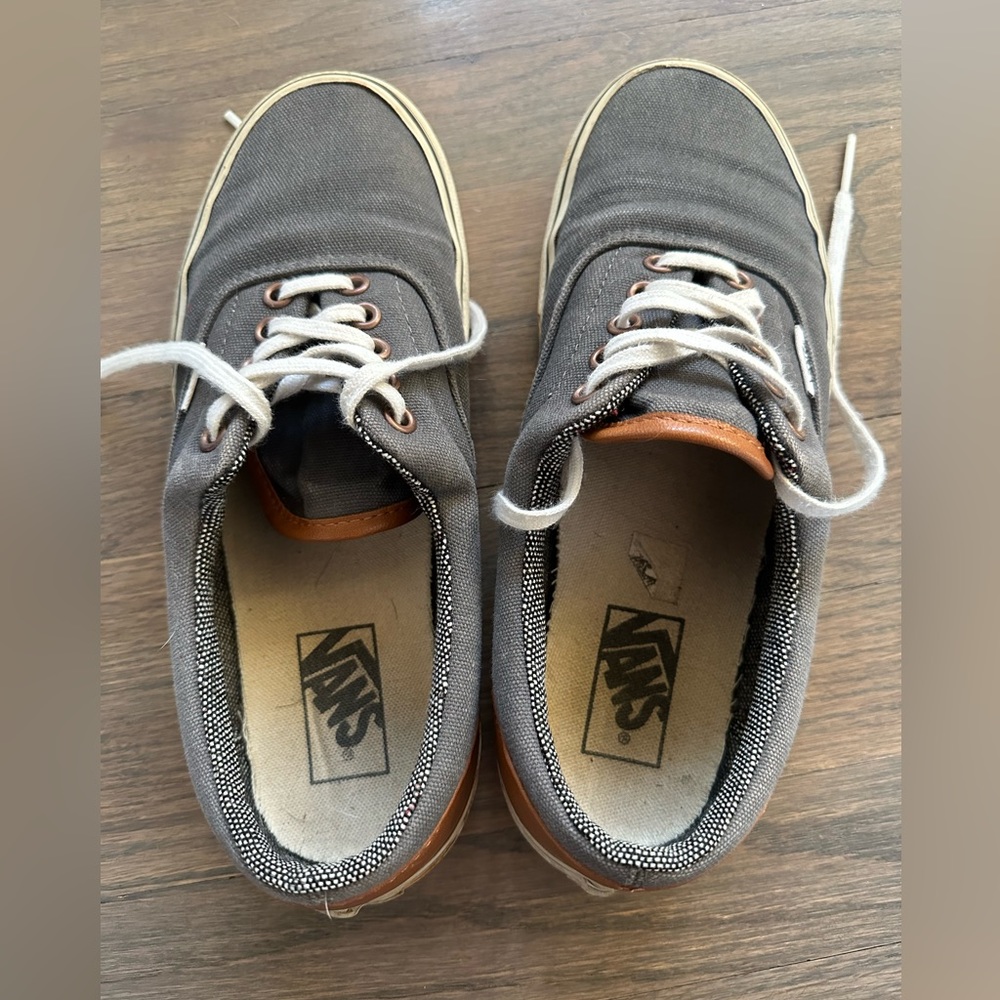 Gray and leather Vans. Men’s 8 Women’s 9.5